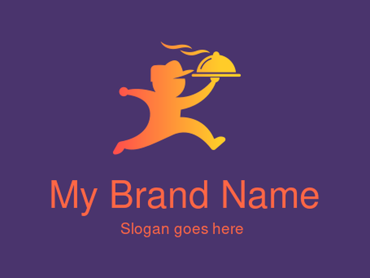 Delivery Person with Cloche Logo Design for Fast Food and Catering Brands